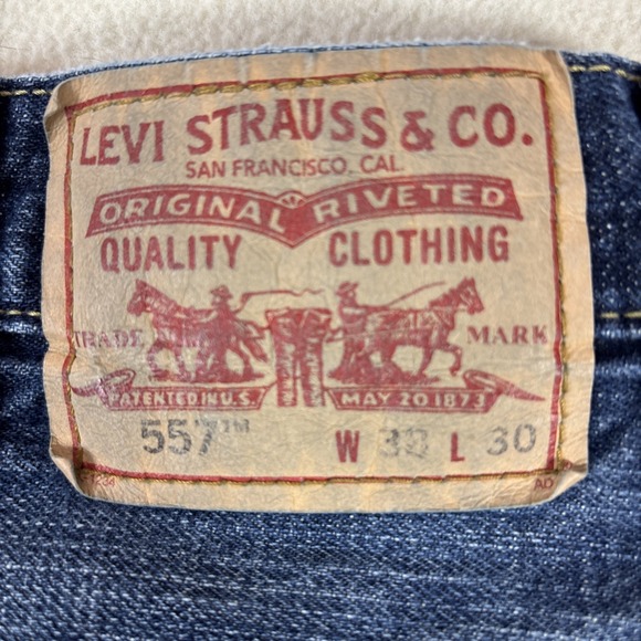 Levis 557 Jeans Mens 38x30 Bootcut Relaxed Dark Blue Wash Baggy Y2K VTG Loose - Picture 10 of 11